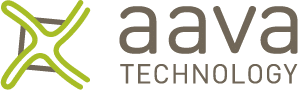 Logo of Aava Technology featuring a stylized lime green "X" symbol on the left and the company name "aava TECHNOLOGY" in gray text on the right.