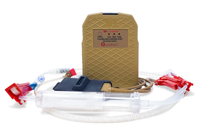 Medical infusion pump and accessories on a white background.